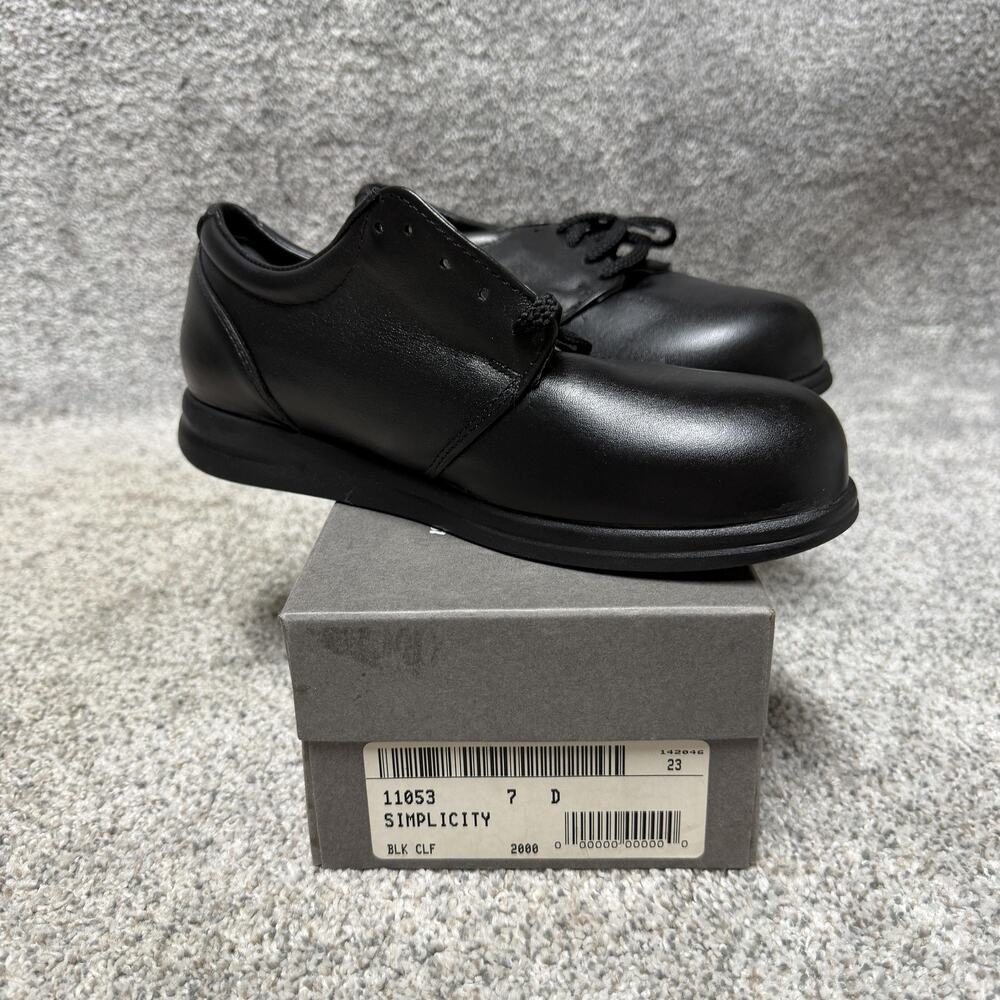 P.W. Minor Simplicity 11053 Shoes Mens 7 D Black Leather Derby Dress Cushioned